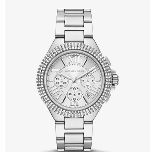 Michael Kors Accessories - Michael Kors Oversized Camille Pavé Silver-Tone Watch